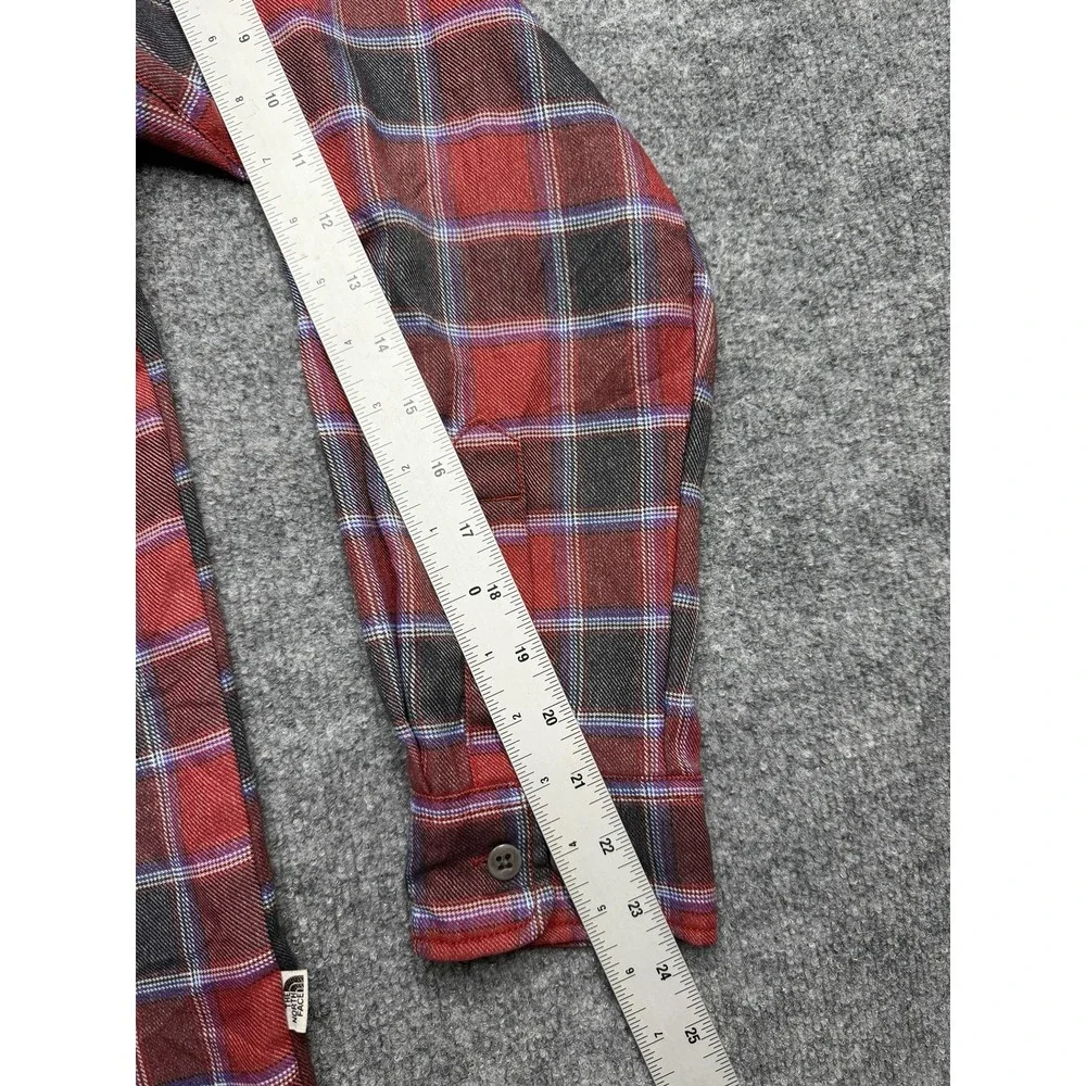 The North Face ThermoCore Button Down Shirt Men Size L Red Plaid